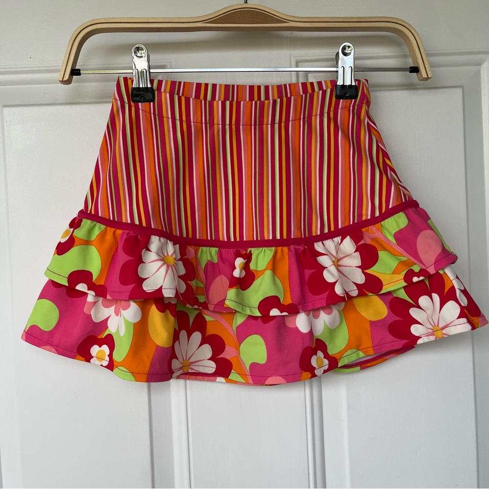 •Hanna Andersson• Floral/Stripe Ruffle Skirt - Girls Size 6-7